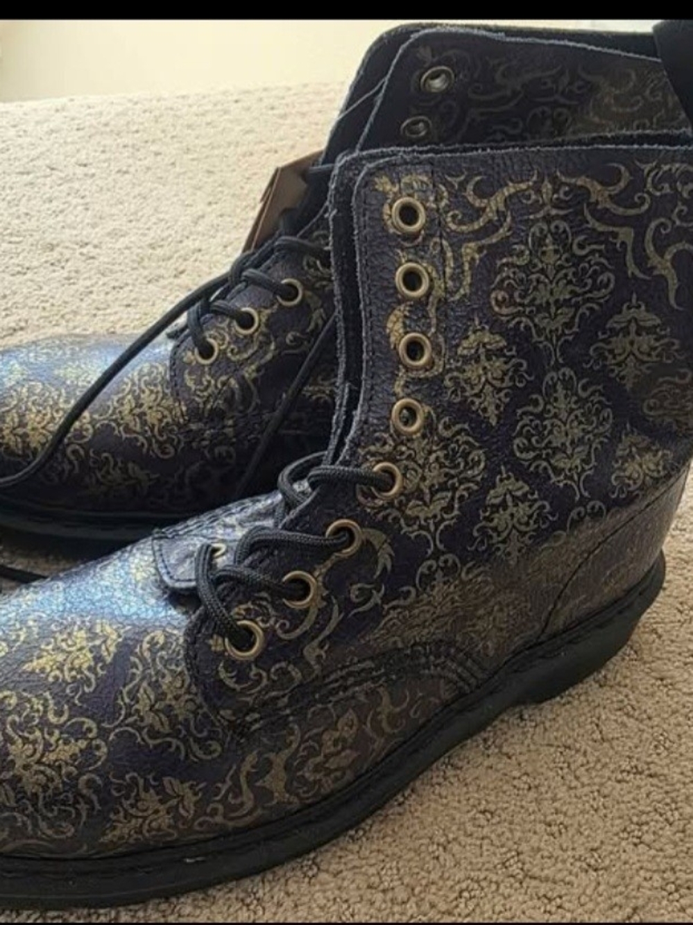 Dr. Martens RARE- NEW- Black & Gold Lace-Up Combat Boots